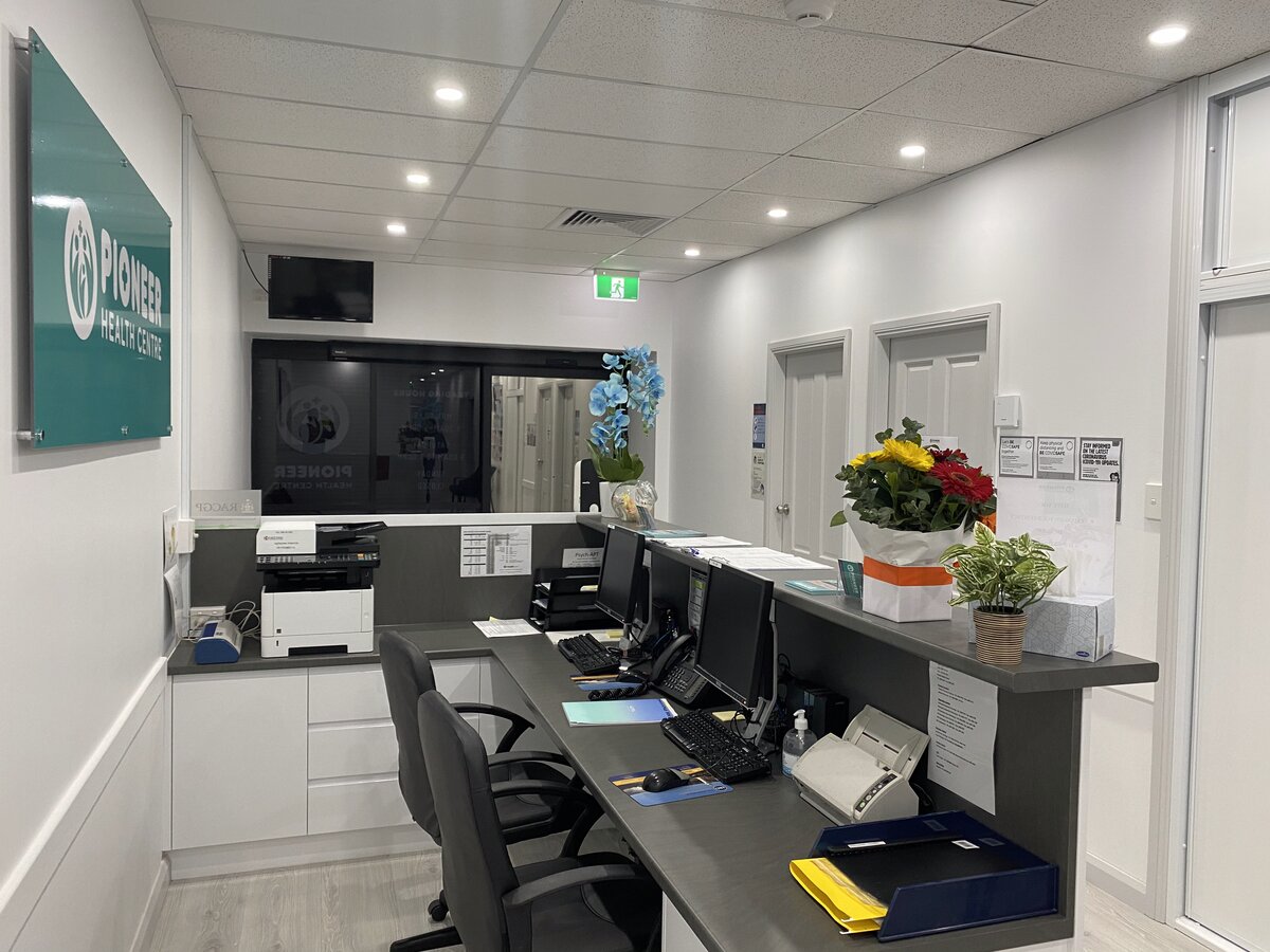 Modern administration area with flowers